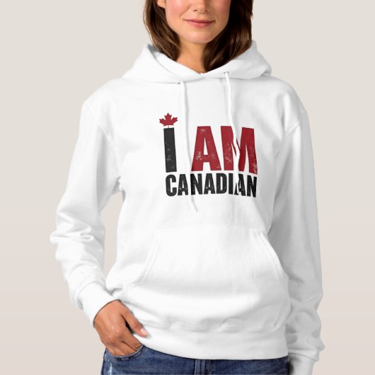 Pull À Capuche Je suis Canadien - Déclaration patriotique et feui (Devant)