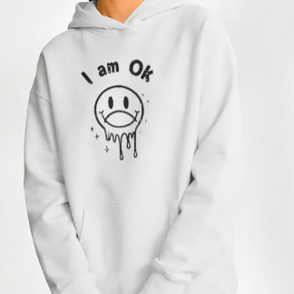 Pull À Capuche Je Suis OK T-Shirt Streetwear Visage Souriant Fond