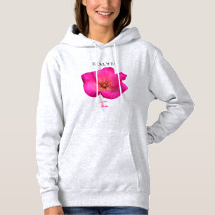 Pull À Capuche Je t'aime - Rose - Saint-Valentin Personnalisé
