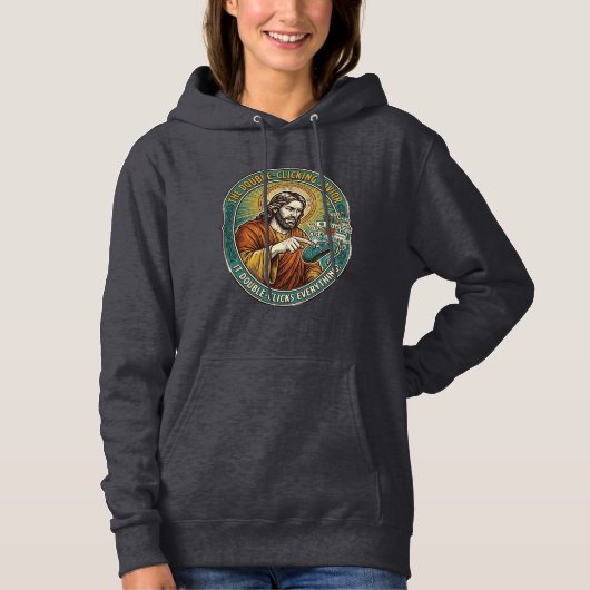 Pull À Capuche Jésus Souris Double Clic Cassée Bureau IT Tech  (Devant)