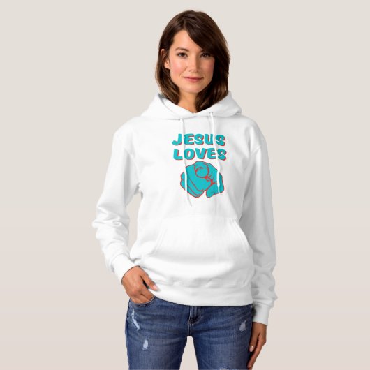Pull À Capuche Jésus vous aime Citation basée sur la foi Femmes (Devant entier)