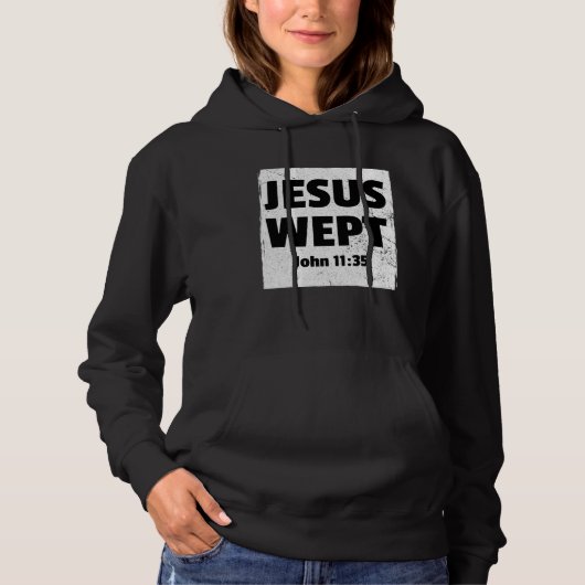 Pull À Capuche JOHN 1135 JÉSUS PLEURA Verset de la Bible chrétien (Devant)