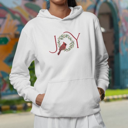 Pull À Capuche Joie de Noël Cardinal dans une couronne