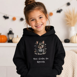 Pull À Capuche Joli Bulldog français Halloween squelette