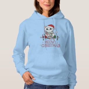 Pull À Capuche Joli Chat de Noël Meowy