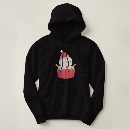Pull À Capuche Joli Cupcake Bonhomme de Neige Drôle (Design devant)