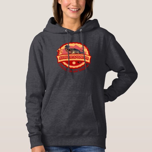 Pull À Capuche Joli design amusant de sœur dinosaure pour filles (Devant)