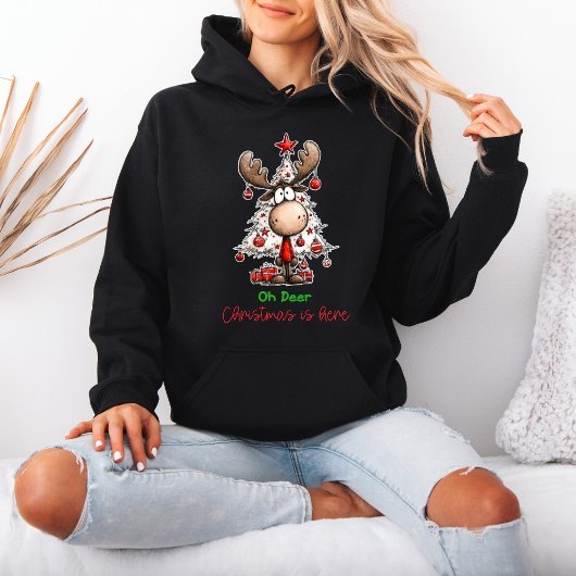 Pull À Capuche Joli Noël “Oh cerf Noël est arrivé” 