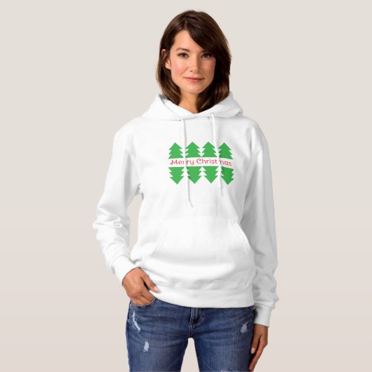 Pull À Capuche Joli Noël Simple Arbre Design Vert (Devant entier)