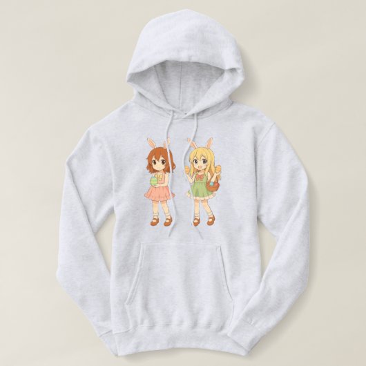 Pull À Capuche Jolies filles lapins de Pâques d'anime (Design devant)