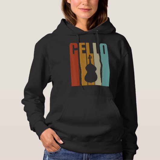 Pull À Capuche Joueur Cool Cello Retro (Devant)