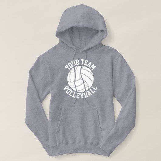 Pull À Capuche Joueur ou entraîneur de volley-ball Nom d'équipe p (Design devant)