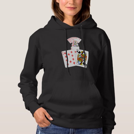 Pull À Capuche Joueurs de carte Queen Of Spades Hearts (Devant)