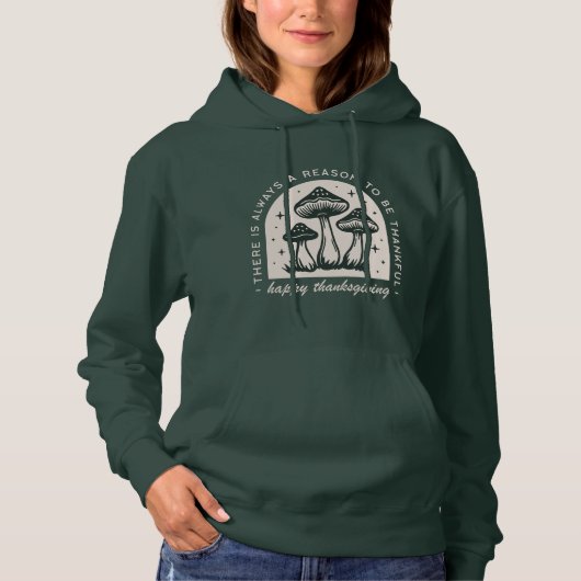 Pull À Capuche Jour de l'Action de grâce champignon forêt vert co (Devant)