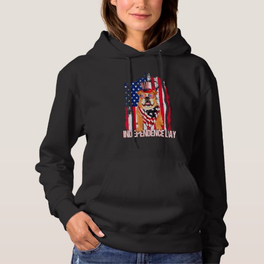 Pull À Capuche Jour de l'Indépendance Bulldog Drapeau 4 juillet (Devant)