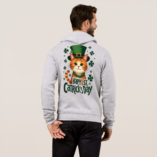 Pull À Capuche Joyeuse St. Catrick – Chat de la St. Patrick (Dos entier)