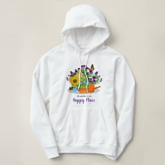 Pull À Capuche Joyeuses Fleurs de Jardin Été Blanc (Design devant)