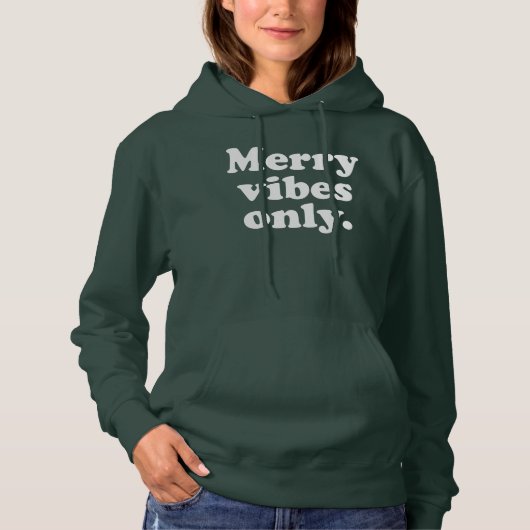 Pull À Capuche Joyeuses vibes seulement fun rétro Noël vacances (Devant)