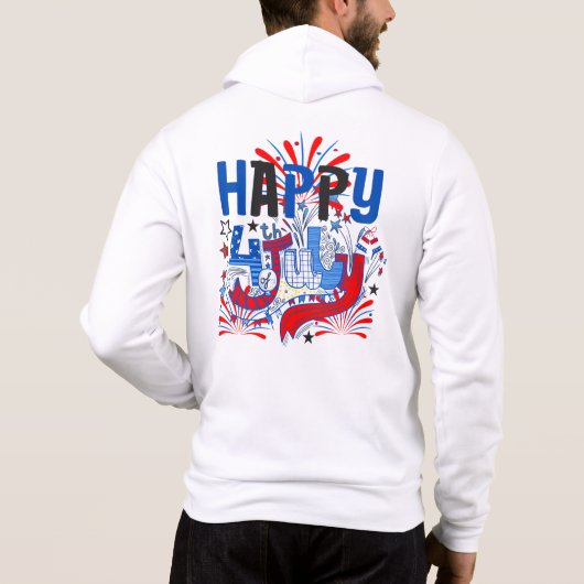 Pull À Capuche Joyeux 14 juillet Feu d'artifice USA-63261 (Dos)