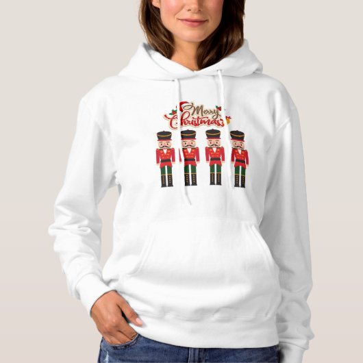 Pull À Capuche Joyeux Noël Nutcracker Festive Tee de vacances (Devant)