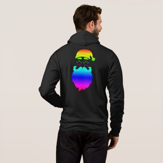 Pull À Capuche Joyeux Noël Père Noël Rainbow (Dos entier)