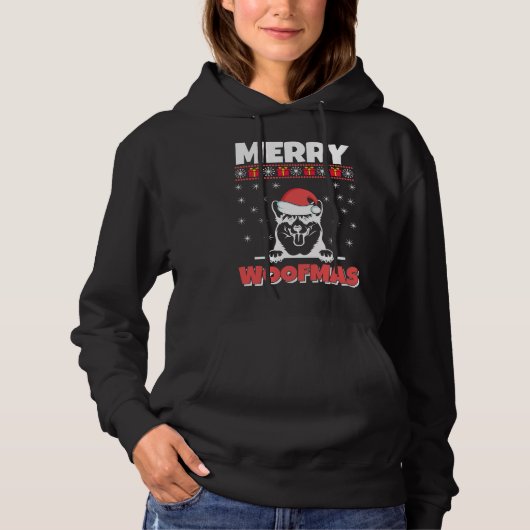 Pull À Capuche Joyeux Noël Pomeranien (Devant)