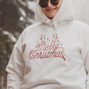 Pull À Capuche Joyeux Noël Reindeer Antlers Correspondant Vacance