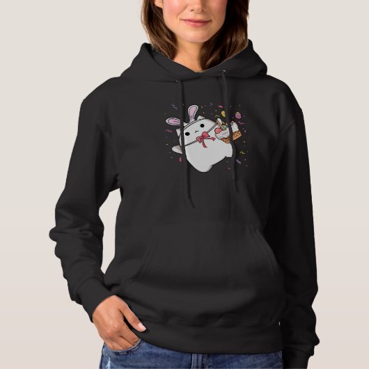 Pull À Capuche Joyeux Pâques mignonne lapin oeufs de chat panier (Devant)