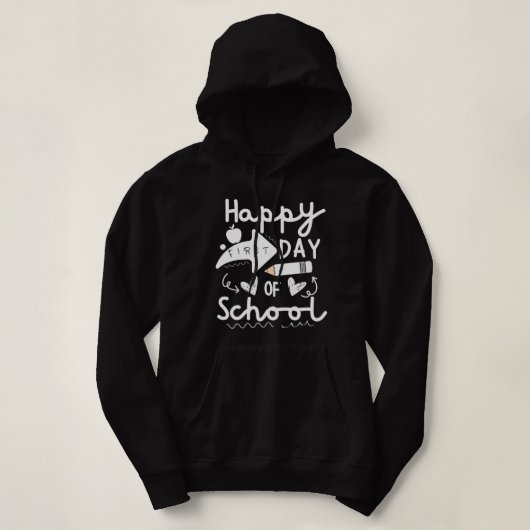 Pull À Capuche Joyeux premier jour de l'école, enseignants élèves (Design devant)