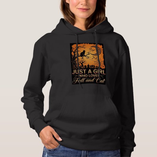 Pull À Capuche Juste une fille qui aime la chatte d'automne Hallo (Devant)