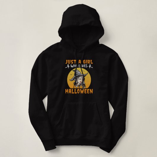 Pull À Capuche juste une fille qui aime les conceptions d'hallowe (Design devant)