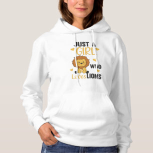 Pull À Capuche Juste Une Fille Qui Aime Les Lions Mignons Lion Gr