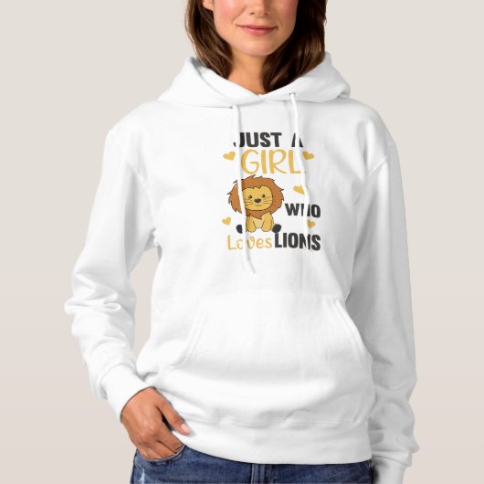 Pull À Capuche Juste Une Fille Qui Aime Les Lions Mignons Lion Gr (Devant)