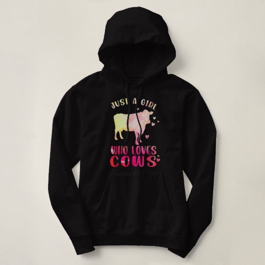 Pull À Capuche Juste une fille qui aime les vaches, vache couleur (Design devant)