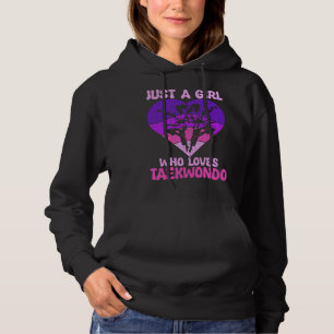 Pull À Capuche Juste une fille qui aime Taekwondo Coeur Retro Sun