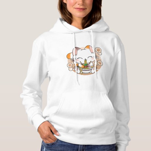 Pull À Capuche Kawaii Chat Ramen nouilles Otaku Anime japonais Ne (Devant)