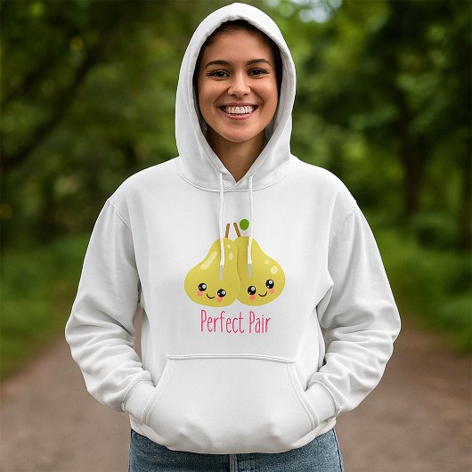 Pull À Capuche Kawaii Pear Couple Parfait Paire Funny Pun