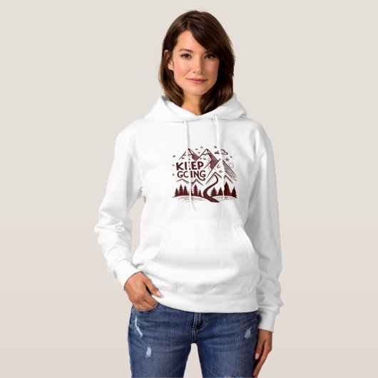 Pull À Capuche Keep Going Mountain Hoodie – Hand-Drawn Geometric (Devant entier)