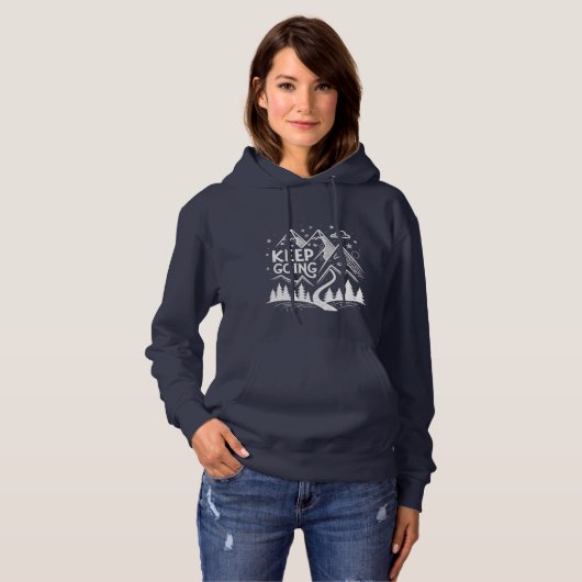 Pull À Capuche Keep Going Mountain Hoodie – Hand-Drawn Geometric2 (Devant entier)
