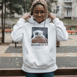 Pull À Capuche Kit photo personnalisée de chat noir et blanc