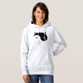 Pull À Capuche Kitty Yin Yang rose noir et blanc (Devant entier)