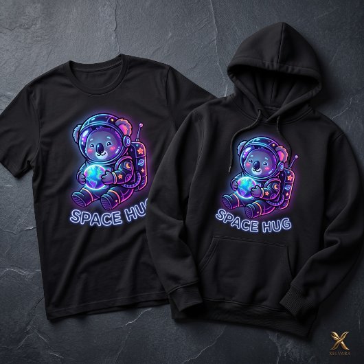 Pull À Capuche Koala Astronaute de l'Espace Mignon Galaxie Lumine