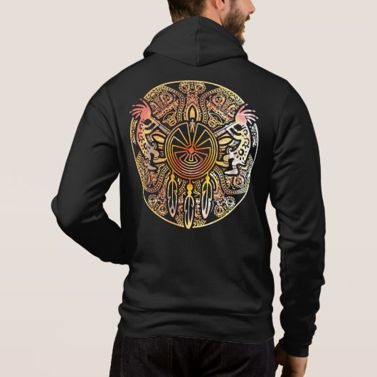 Pull À Capuche Kokopelli Duo - Homme Dans Le Maze - Dreamcatcher (Dos)