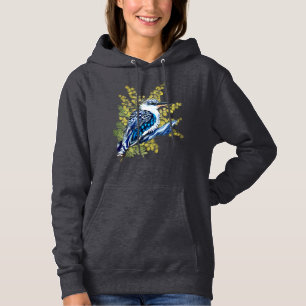 Pull À Capuche Kookaburra, bleu et gris, oiseau aussie
