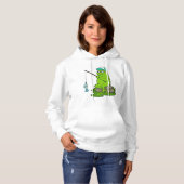 Pull À Capuche La grenouille comme pêcheur avec la canne à pêche (Devant entier)