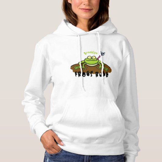 Pull À Capuche La grenouille règle drôle dessin de grenouille ver (Devant)