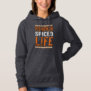 Pull À Capuche La vie épicée de citrouille Typographie Halloween