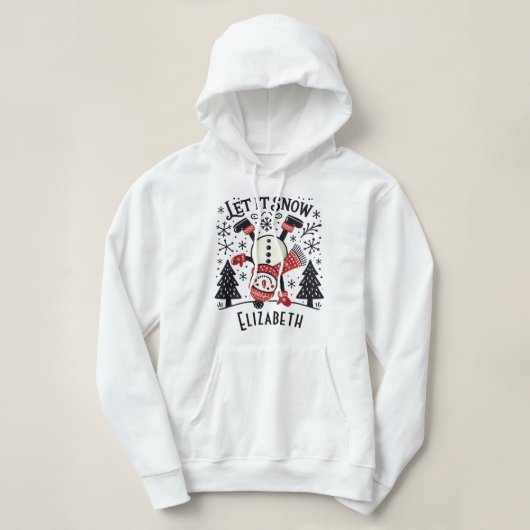 Pull À Capuche Laisser neiger Sophistiqué Arbre de Noël & Snowman (Design devant)