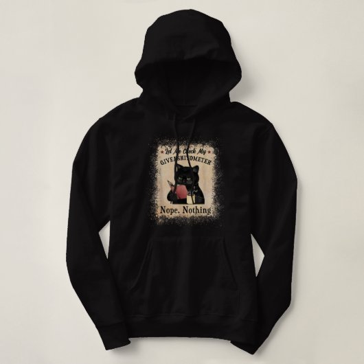Pull À Capuche Laissez-Moi Vérifier Mon Giveashitomètre Chat Noir (Design devant)