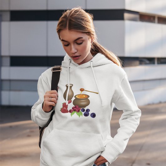 Pull À Capuche Lait et Miel avec Baies Nourriture Rustique